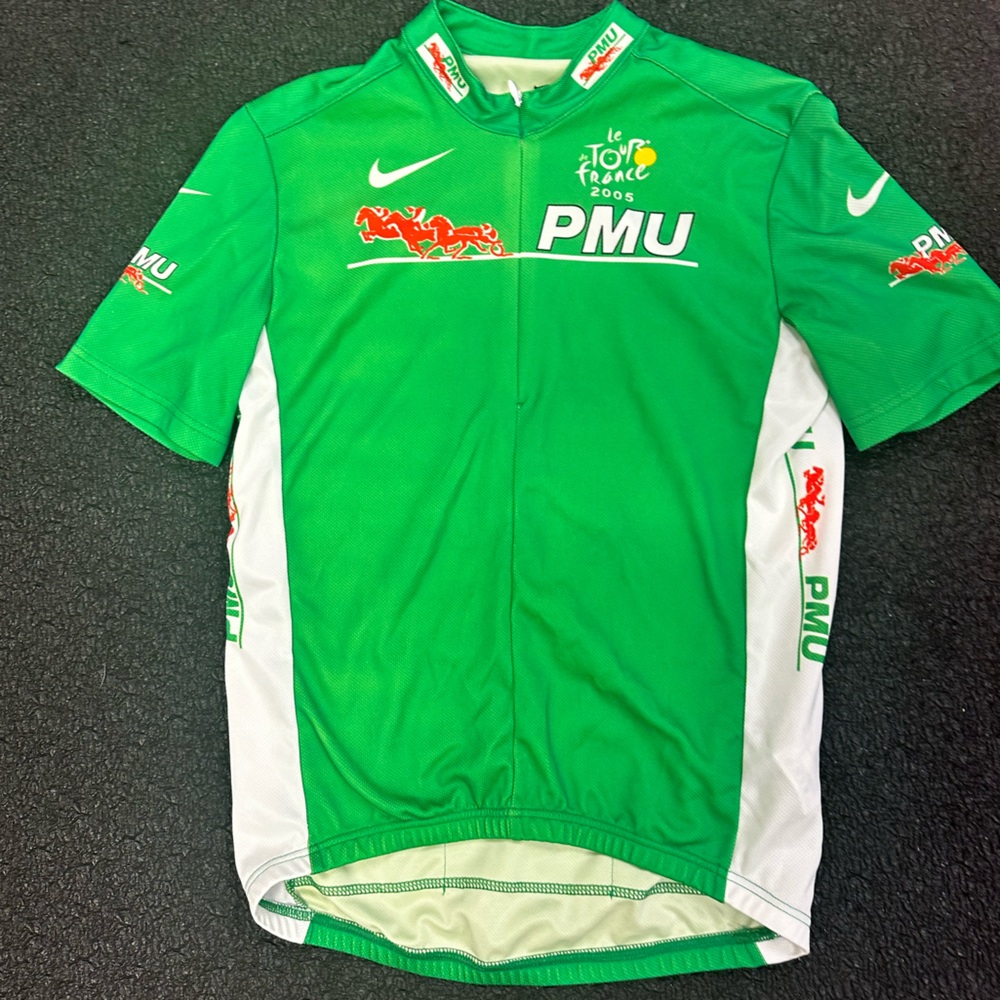 Nike Green and White Cycling Jersey size Youth XL